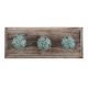 Sea Green Etched Ceramic Floral Wooden Hooks
